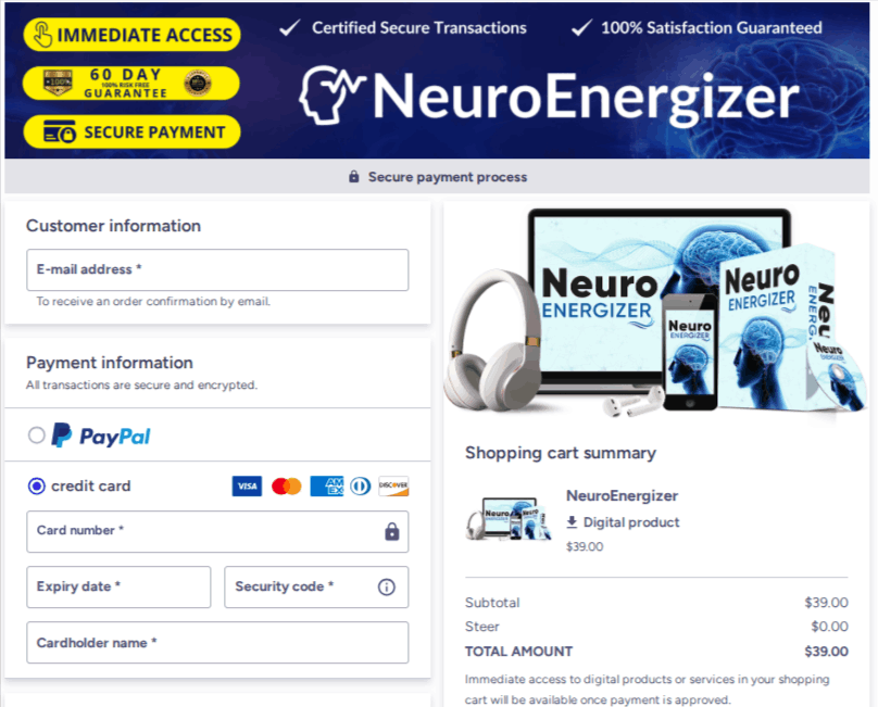 neuro energizer checkout page